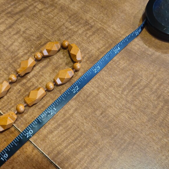 Tan Fused Craved Beaded Necklace - Picture 3 of 8